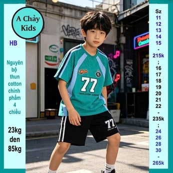 Đồ bộ bé trai hiphop in số 77 phong cách hàn quốc cá tính cho bé đi chơi , đi học