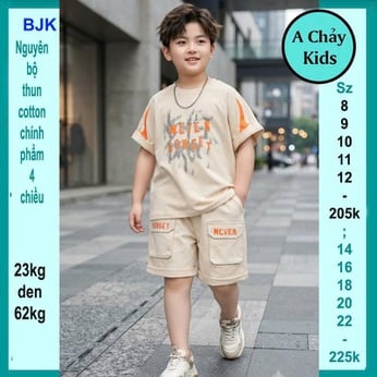Đồ bộ bé trai hiphop in chữ Never phong cách cá tính cho bé diện đi chơi , đi học