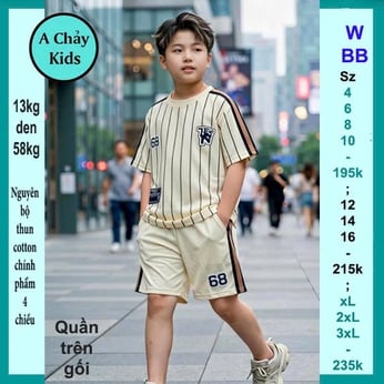 Đồ bộ bé trai hiphop in sọc phong cách cực cá tính cho bé đi chơi , du lịch