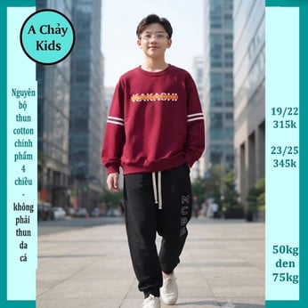Đồ bộ bé trai tay dài in chữ đơn giản phong cách cá tính dành cho tuổi teen diện đi du lịch 