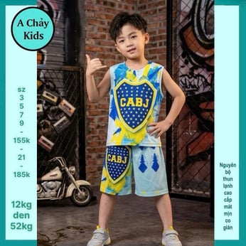 Đồ bộ bé trai thun lạnh 3D in Ngôi Sao phong cách thể thao cho bé 