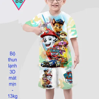 Đồ Bộ bé trai thun lạnh tay ngắn in 3D hình đội chó cứu hộ -  Paw Patrol cho bé đi chơi đi học