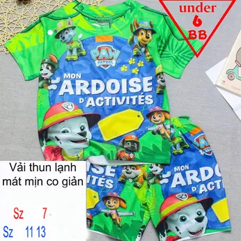 Đồ Bộ bé trai thun lạnh tay ngắn in 3D hình  đội chó cứu hộ - PAW Patrol cho bé đi chơi đi học