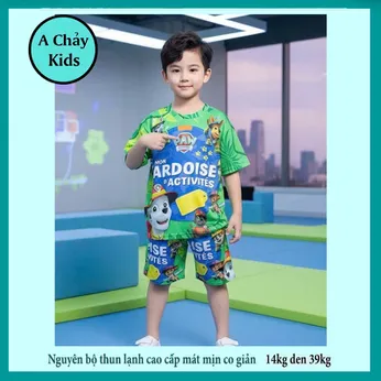 Đồ Bộ bé trai thun lạnh tay ngắn in 3D hình  đội chó cứu hộ - PAW Patrol cho bé đi chơi đi học