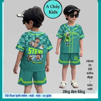 Đồ bộ bé trai thun lạnh in 3D hình Mai Rap phong cách thể thao cá tính