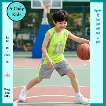 Đồ bộ bé trai thun lạnh sát nách thể thao in chữ số Nano 10 phong cách bóng đá cho bé đi chơi , đi học