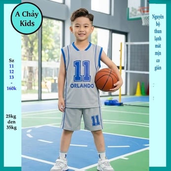 Đồ bộ bé trai thun lạnh sát nách thể thao in số 11 phong cách đánh cầu lông cho bé đi chơi , đi học 