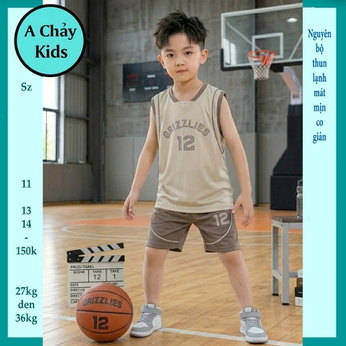 Đồ bộ bé trai thun lạnh sát nách in số 12 phong cách thể thao bóng đá cho bé đi chơi , đi học