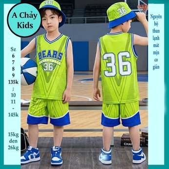 Đồ bộ bé trai thun lạnh sát nách in số 36 phong cách thể thao cho bé đi chơi , đi học