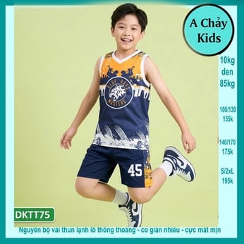 Đồ bộ bé trai thun lạnh sát nách thể thao in số 45 phong cách bóng rổ cho bé đi chơi , đi học