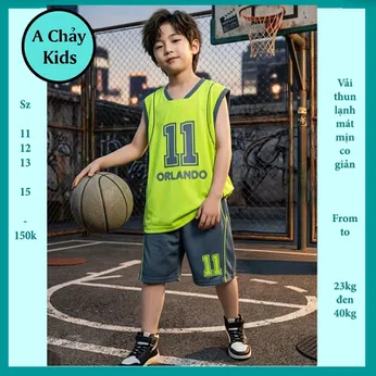 Đồ bộ bé trai thun lạnh sát nách thể thao in số 11 phong cách đánh cầu lông cho bé đi chơi , đi học 