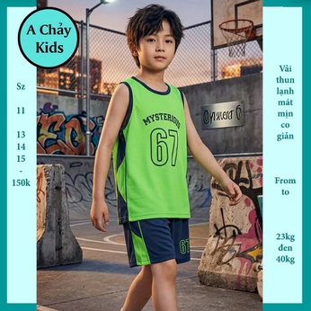 Đồ bộ bé trai thun lạnh sát nách thể thao in số 67 phong cách đá banh cho bé đi chơi , đi học