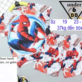 Đồ bộ bé trai thun lạnh tay ngắn in 3D siêu nhân người nhện- spider man cho bé đi chơi , đi học 