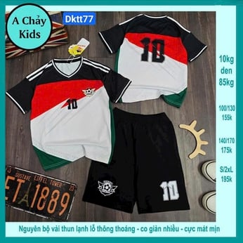 Đồ bộ bé trai thun lạnh thể thao in số 10 phong cách bóng đá cho bé diện đi chơi , đi học