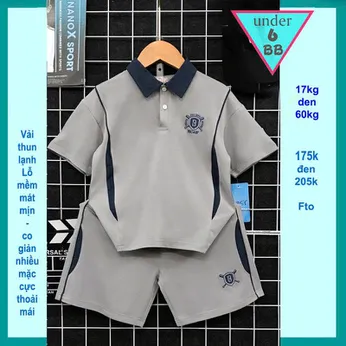 Đồ bộ bé trai thun lạnh thể thao in họa tiết đơn giản phong cách cổ trụ cực sang cho bé đi chơi , du lịch