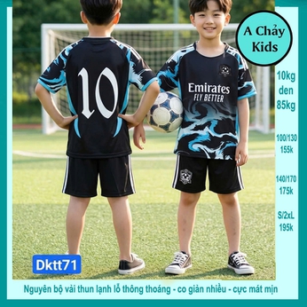 Đồ bộ bé trai thun lạnh thể thao in số 10 phong cách bóng đá cho bé diện đi chơi , đi học
