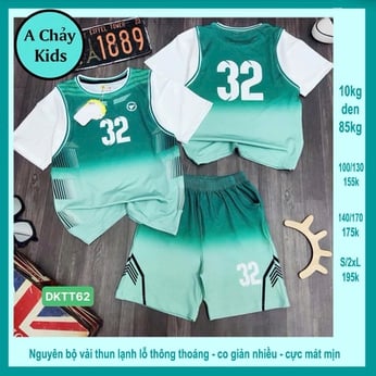 Đồ bộ bé trai thun lạnh thể thao in số 32 phong cách bóng rổ cho bé diện đi chơi , đi học