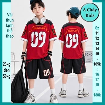 Đồ bộ bé trai thun lạnh thể thao in số 09 cá tính cho bé diện đi chơi bóng đá