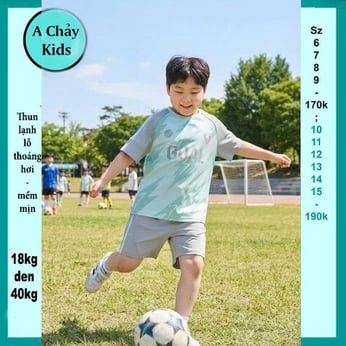 Đồ bộ bé trai thun lạnh thể thao in chữ phong cách bóng đá cá tính cho bé đi chơi , đi học