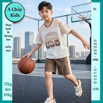 Đồ bộ bé trai thun lạnh thể thao in số 058 phong cách cá tính cho bé đi chơi , đi học