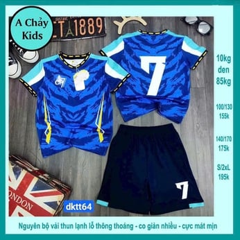 Đồ bộ bé trai thun lạnh thể thao in số 7 phong cách bóng đá cá tính cho bé diện đi chơi , đi học