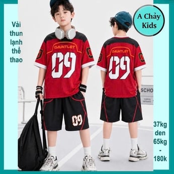 Đồ bộ bé trai thun lạnh thể thao in số 09 cá tính cho bé diện đi chơi bóng đá