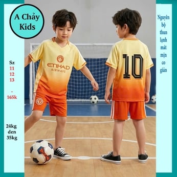 Đồ bộ bé trai thun lạnh thể thao in số 10 phối màu loang phong cách cá tính cho bé đi chơi , đi học