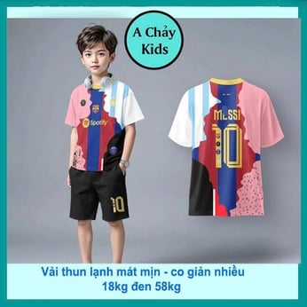 Đồ bộ bé trai thun lạnh thể thao in số 10 phong cách bóng đá cho bé đi chơi , đi học