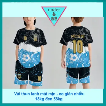 Đồ bộ bé trai thun lạnh thể thao in 10 mang phong cách thời trang đá banh cho bé đi chơi , đi học