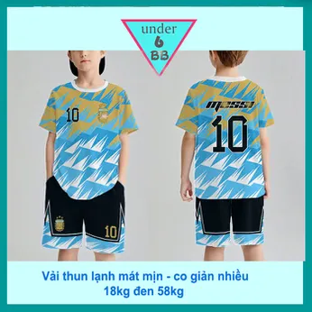 Đồ bộ bé trai thun lạnh thể thao in 10 mang phong cách thời trang đá banh cho bé đi chơi , đi học