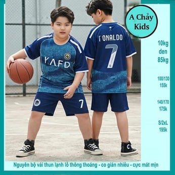 Đồ bộ bé trai thun lạnh thể thao in số 7 phong cách bóng đá cá tính cho bé