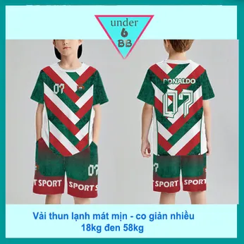 Đồ bộ bé trai thun lạnh thể thao in 07 mang phong cách thời trang đá banh cho bé đi chơi , đi học