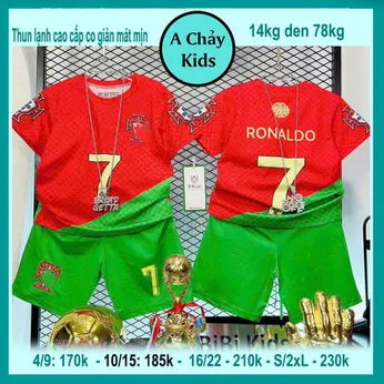 Đồ bộ bé trai thun lạnh thể thao in số 7 phong cách đá banh cho bé đi học ,đi chơi