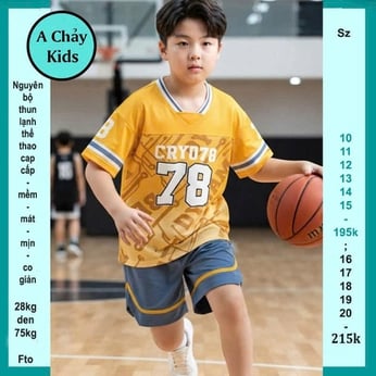 Đồ bộ bé trai thun lạnh thể thao in số 78 phong cách bóng rỗ cá tính cho bé đi chơi , đi học