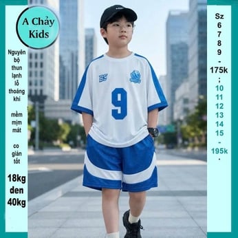 Đồ bộ bé trai thun lạnh thể thao in số 9 cực phong cách bé vừa diện phố , thể thao 