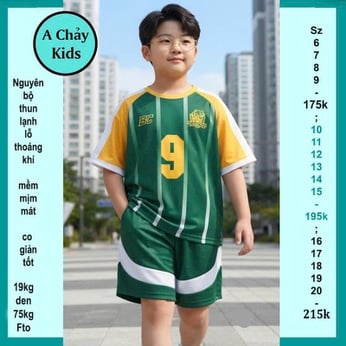 Đồ bộ bé trai thun lạnh thể thao in số 9 cực phong cách bé vừa diện phố , thể thao 
