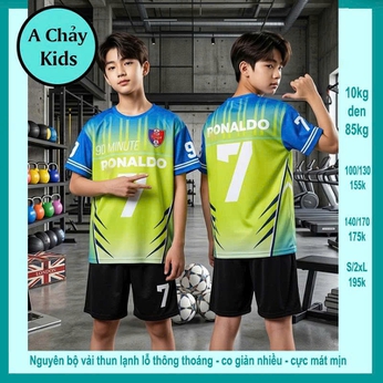 Đồ bộ bé trai thun lạnh thể thao in số 7 phối màu loang style đá banh cho bé