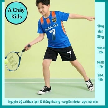 Đồ bộ bé trai thun lạnh thể thao in số 7 phong cách bóng đá cho bé diện đi chơi , đi học