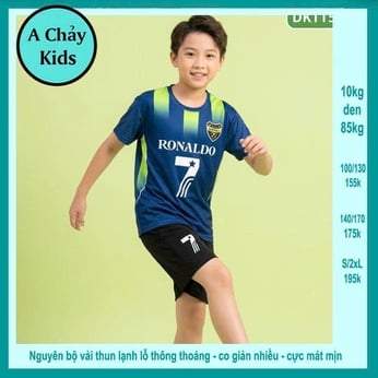 Đồ bộ bé trai thun lạnh thể thao in số 7 phong cách bóng đá cho bé diện đi chơi , đi học