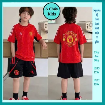 Đồ bộ bé trai thun lạnh thể thao in chữ phong cách bóng đá cho bé đi chơi , đi học