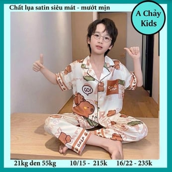 Đồ bộ pijama cho bé trai in hình Capybara siêu dễ thương cho bé