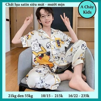 Đồ bộ pijama cho bé trai in hình Pikachuu siêu đáng yêu cho bé 