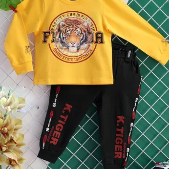 Đồ bộ tay dài quần dài in hình Tiger phong cách hiphop siêu ngầu cho bé đi chơi , đi học