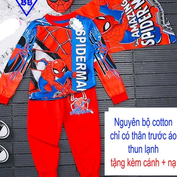 Đồ bộ tay dài in hình siêu người nhện - spiderman cho bé đi ngủ , đi chơi Cosplay ( kèm nạ , cánh )