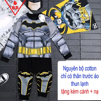 Đồ bộ tay dài in 3D Người Dơi - Batman cho bé đi học , đi chơi , Cosplay ( kèm cánh , nạ )
