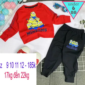 Đồ bộ tay dài quần dài in Hình Minion siêu đáng yêu phong cách cá tính cho bé đi chơi , đi học , đi du lịch