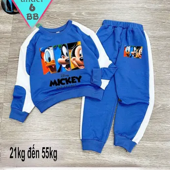 Đồ bộ tay dài quần dài  in hình Mickey siêu đáng yêu cho bé đi chơi , đi học ( xanh dương 01 )