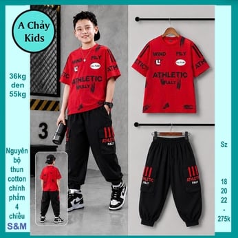 Đồ bộ tay ngắn quần dài in chữ phong cách hiphop cực ngầu cho bé diện đi chơi , du lịch