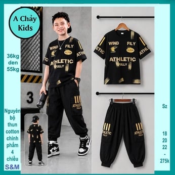 Đồ bộ tay ngắn quần dài in chữ phong cách hiphop cực ngầu cho bé diện đi chơi , du lịch