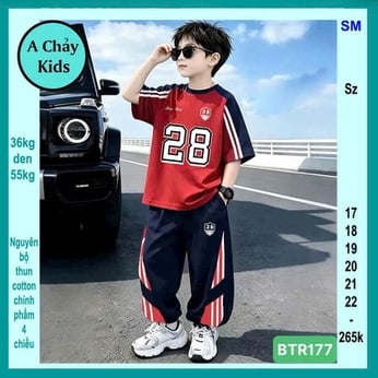 Đồ bộ tay ngắn quần dài in số 28 phong cách cá tính cho bé diện đi chơi , du lịch